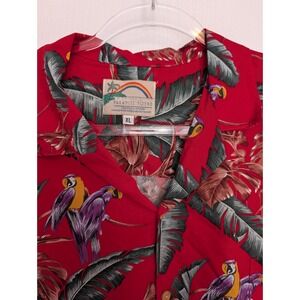 PARADISE FOUND Magnum PI Red Hawaiian Vintage Shirt Parrots Birds Men's XL Rare